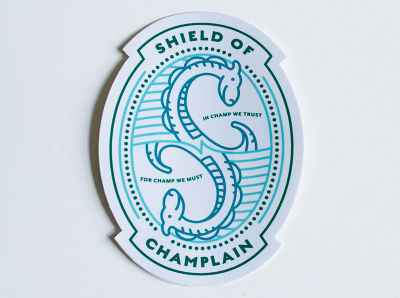 Champ Shield of Champlain Sticker badge design champ champlain illustration lake monster new england sticker vermont