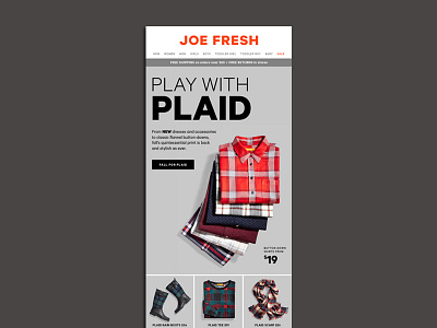 Play With Plaid creative design email joe fresh plaid product laydown