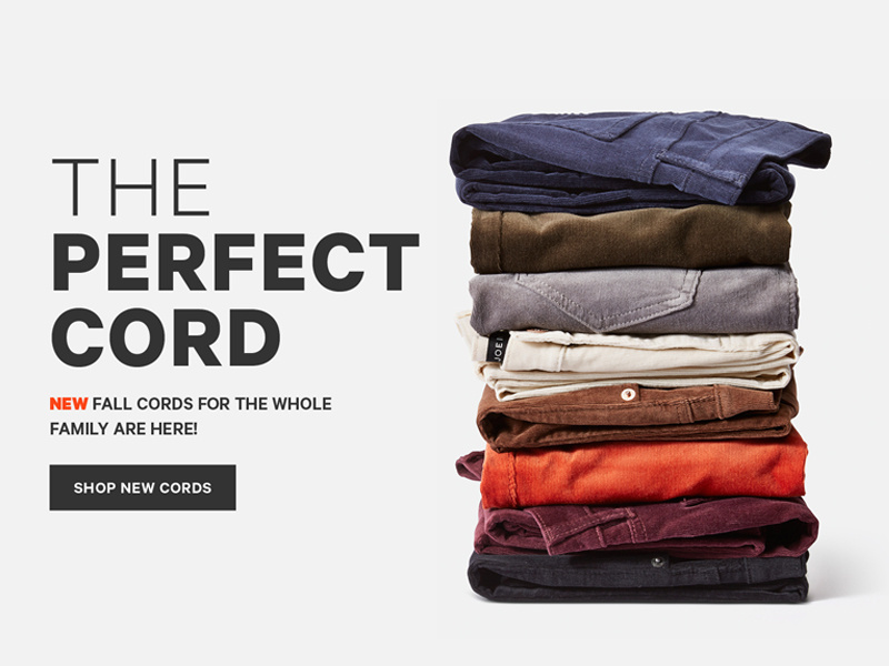 The Perfect Cord product laydown colour cords joe fresh design