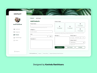 Add Products - Plant Shop Website Dashboard