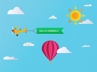 Hi, Dribbble! air balloon first shot illustration