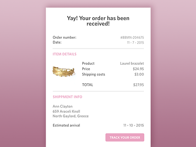 Daily UI #017 - Email Receipt daily ui dailyui email email receipt payment info ui design