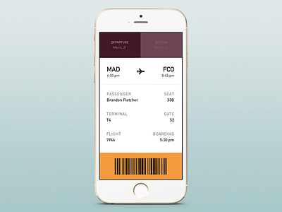 Daily UI #24 - Boarding Pass app design boarding pass daily ui dailyui mobile ui design user interface design