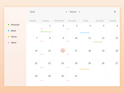 Daily UI #38 - Calendar calendar daily ui dailyui interface ui design user interface design