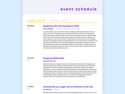 Daily UI #070 - Event Listing daily ui dailyui event listing event schedule ui design user interface design web design