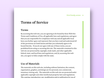 Daily UI #089 - Terms Of Service