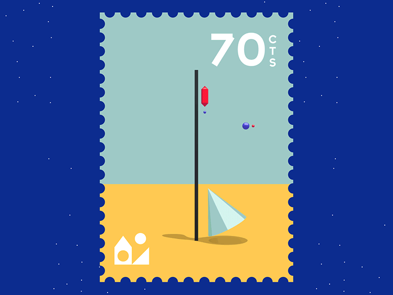 Stamp 2/4 cube geometry line minimal stamp