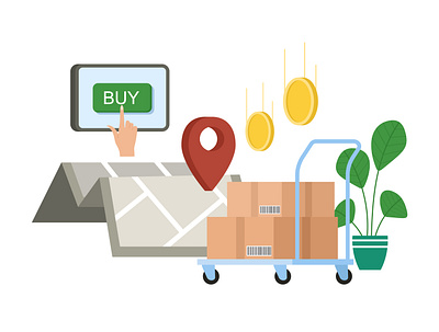 Online shopping flat illustration online shopping