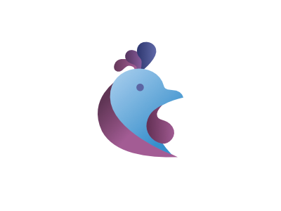 Blue Rooster purple blue rooster gradient design app logo