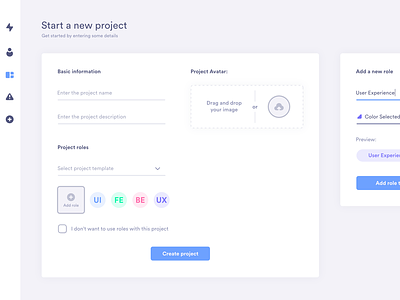 Manager New Project form project management ui ux