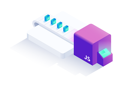 Javascript Libraries blue gradient illustration isometric purple