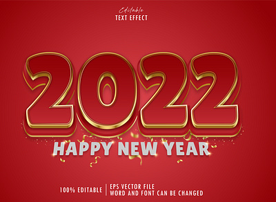 Text Effect 2022 New year red three dimensional