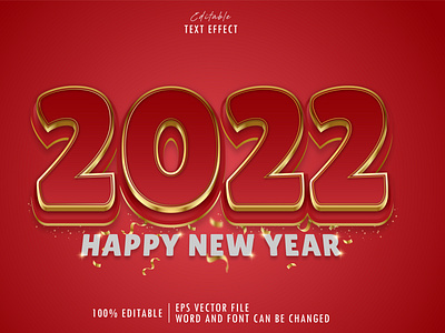 Text Effect 2022 New year red