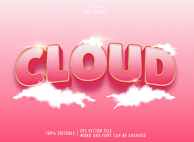 Cloud pink text effect premium three dimensional