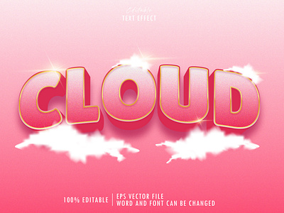 Cloud pink text effect premium