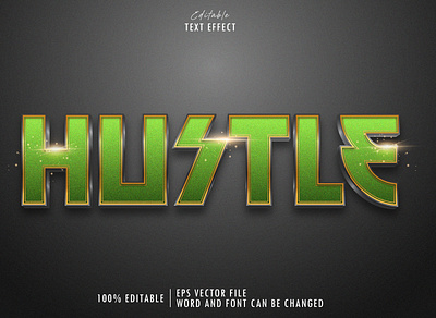 Hustle text effect premium three dimensional