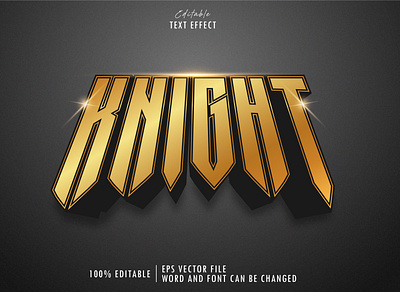 Knight gold text effect premium three dimensional