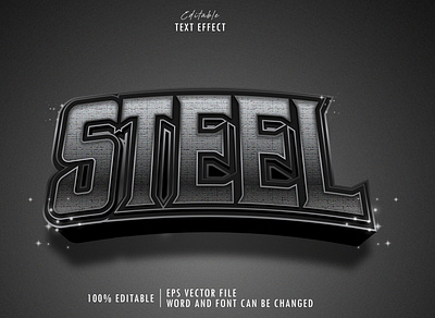 Steel text effect premium three dimensional
