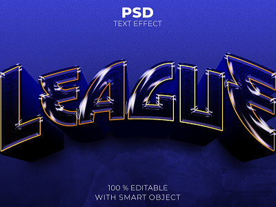 Blue league 3d editable text effect Premium Psd illustration