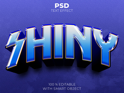 Blue shiny 3d editable text effect Premium Psd illustration