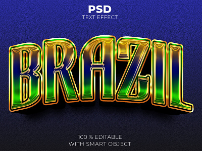 Brazil 3d editable text effect Premium Psd illustration