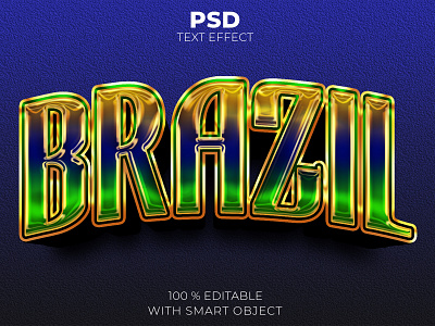 Brazil 3d editable text effect Premium Psd