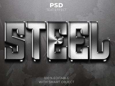 Chrome steel 3d text effect Premium Psd game