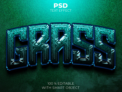 Green grass 3d editable text effect Premium Psd illustration