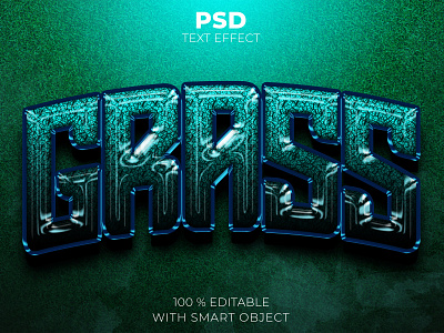 Green grass 3d editable text effect Premium Psd