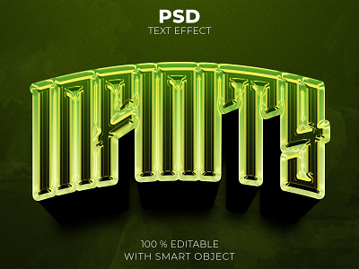 Green infinity 3d editable text effect Premium Psd illustration