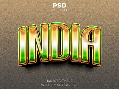 India 3d editable text effect Premium Psd illustration