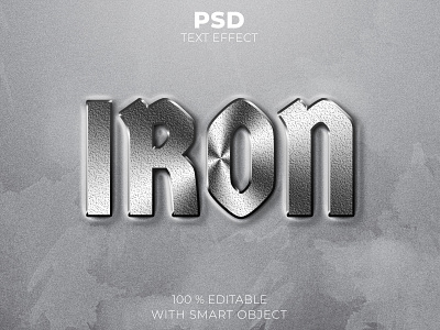 Iron chrome 3d editable text effect Premium Psd illustration