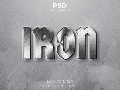 Iron chrome 3d editable text effect Premium Psd