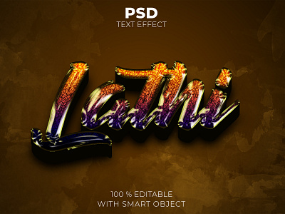 Lathi 3d editable text effect Premium Psd