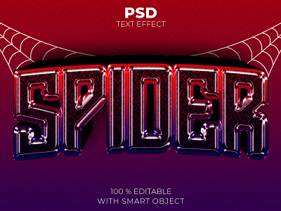 Red blue spider 3d editable text effect Premium Psd illustration