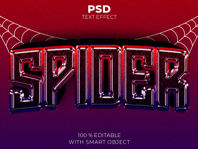 Red blue spider 3d editable text effect Premium Psd