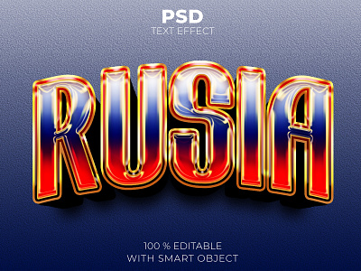 Rusia 3d editable text effect Premium Psd illustration