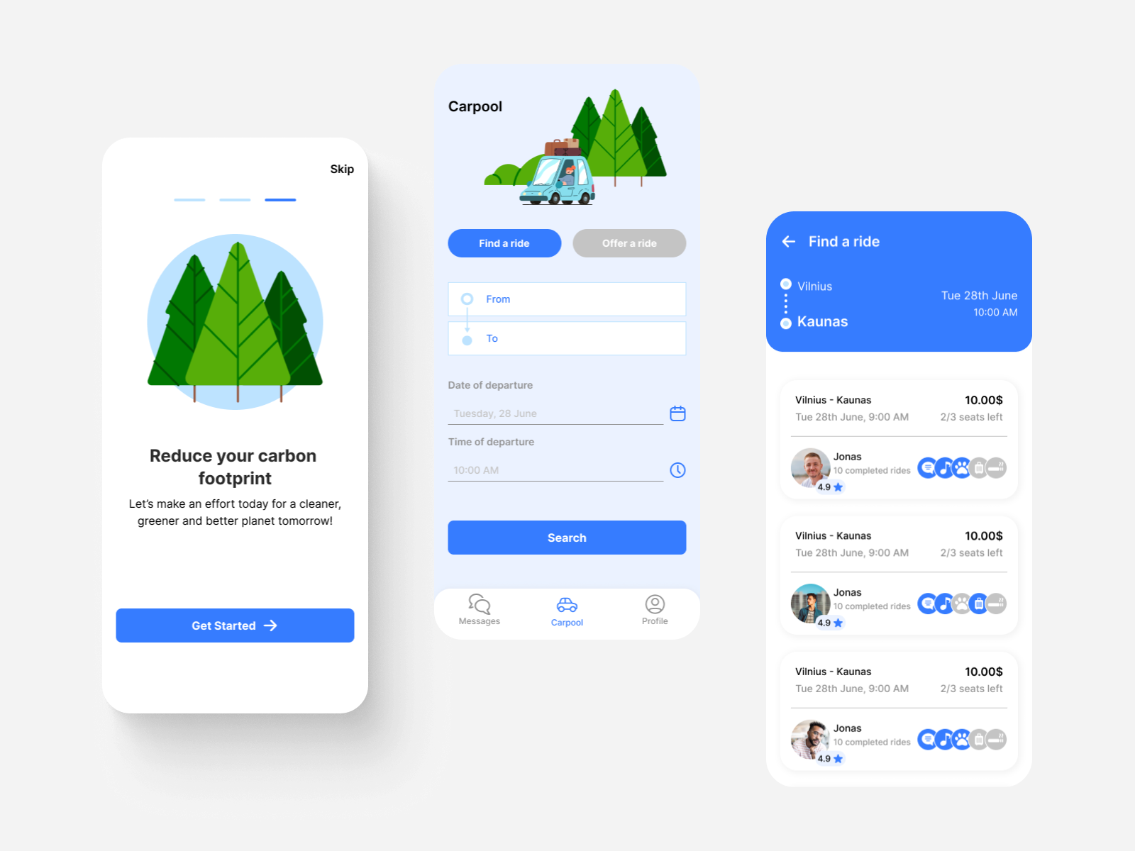 Carpooling Mobile App by Viktorija Radčenko on Dribbble