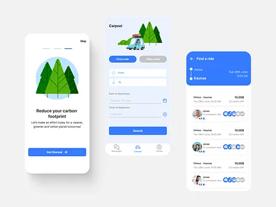 Carpooling Mobile App carpool carpooling design figma mobileapp mobileui ui