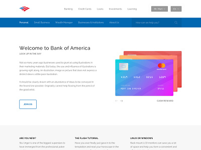 Bank of America Website Redesign - Freebie bank bank of america loan panel redesign ui ux website