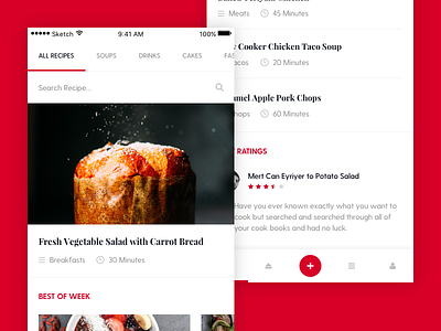 Recipe App app drink food image minimal mobile recipe ui ux