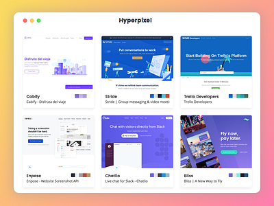 Hyperpixel inspiration landing page product ui ux