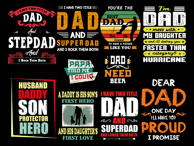 DAD/DADDY/FATHER/HERO appreal design branding christmas t shirt design dad daddy design father fathers day graphic design illustration pod print design t shirt vector