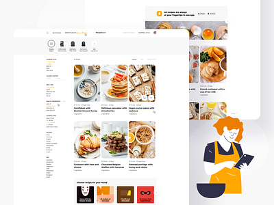 Recipe Board Web Design app app design clean clean ui cooking design desktop interface minimalism portfolio recipe typogaphy ui ui ux web web design webdesign website