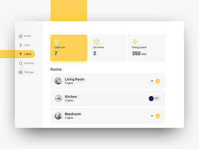 Daily UI: #021 Home Monitoring Dashboard app dailyui dashboard design home ipad ipad app monitoring switch tablet ui uiux userinterface ux yellow