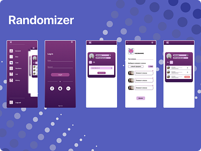Randomaizer app app design graphic design ui ux