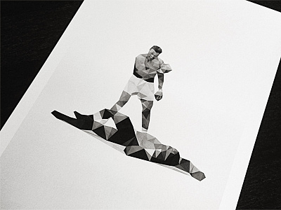 Knockdown cassius clay delaunay dmesh geometric muhammad ali photoshop poster sonny liston