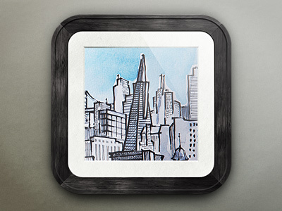 Framed Watercolor iOS Icon frame icon icons ios photoshop picture san francisco watercolor