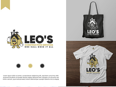 Leo Construction Logo Design !! brandidentity branding identity illustration logo mascot minimal logo minimalistic logo ui