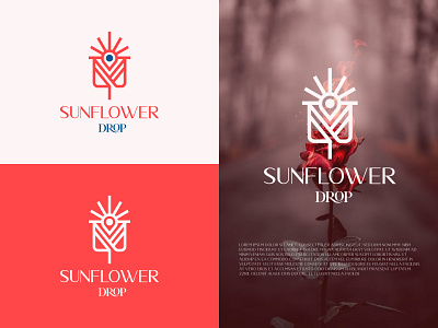 SunFlower Drop logo bloom brand identity branding drop feminine flower flower logo flower logo design gardenial ogo graphic design illustration logo logo design modern logo rose logo sun sunflower logo sunset symbol water